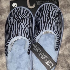 Blue Zebra Print Women's Slippers